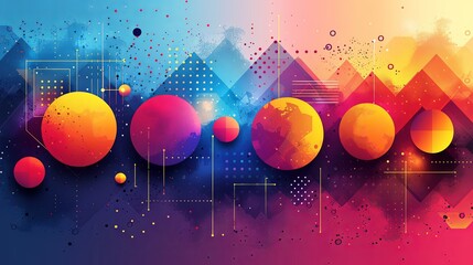 Vibrant geometric shapes gradient background vector. Abstract trendy modern design wallpaper for landing page, covers, Brochures, flyers, Presentations,Banners. Vector illustration