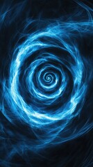 Wall Mural - A mesmerizing blue swirl pattern, illustrating dynamic movement and energy within a dark background, perfect for creative projects.