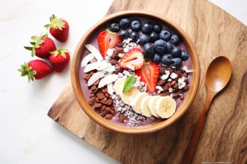 Canvas Print - Acai bowl blueberry breakfast fruit.