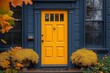© kenkuza - The yellow front door looks strikingly beautiful