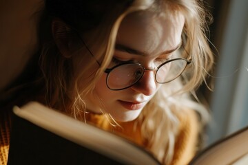 Canvas Print - Reading glasses adult woman.