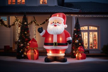 Wall Mural - Inflatable Santa doll Christmas festival christmas tree.