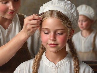 A Gentle and Loving Moment as Granddaughter Brushes Her Grandmother's Hair Capturing the Tender Bond Between Generations