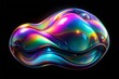 © Ariful - Bold holographic liquid blob shape isolated. iridescent wavy melted substance on black background. 3D Holographic. Illustration