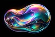 © Ariful - Bold holographic liquid blob shape isolated. iridescent wavy melted substance on black background. 3D Holographic. Illustration