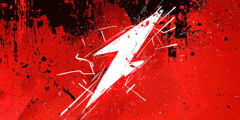 Poster - A red and white image of a lightning bolt with a black background