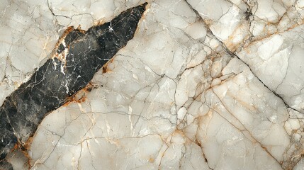 Wall Mural - This image features a close-up view of a marbled stone surface displaying intricate black and white veining with a textured appearance.