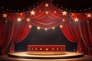 Canvas Print - Circus stage lighting curtain theater.