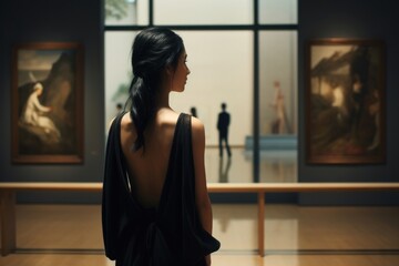 Wall Mural - Art museum adult dress woman.