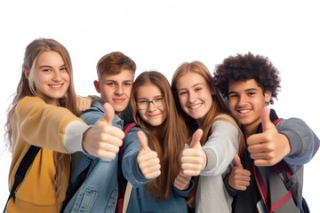 Poster - Group of students gesturing white background togetherness.