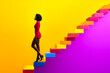 © Frank - Stylish afroamerican woman climbing colorful stairs to success