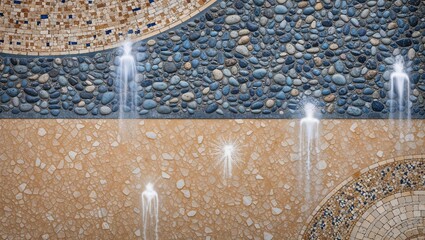 Wall Mural - Abstract stone wall with glowing white figures, creating a surreal and spiritual atmosphere.