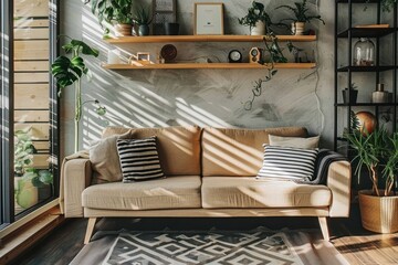 Wall Mural - Living room interior architecture furniture cushion.