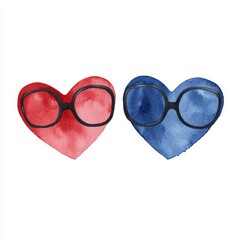 Colorful Hearts with Sunglasses Symbolizing Love and Individuality