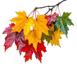 Wall Mural - A branch of autumn red maple leaves isolated on a white background