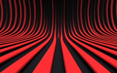 Wall Mural - a striking abstract design featuring smooth red and black curved lines that create a captivating sen