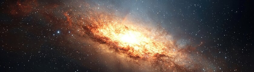 Wall Mural - Stunning view of a vibrant galaxy with swirling stars and cosmic clouds, showcasing the beauty and mystery of the universe.