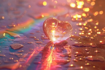 Sticker - Heart human photo backgrounds rainbow light.