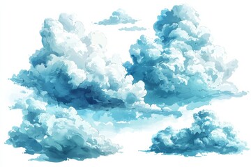 Wall Mural - a stunning collection of fluffy clouds in various shapes and sizes, showcasing beautiful shades of b