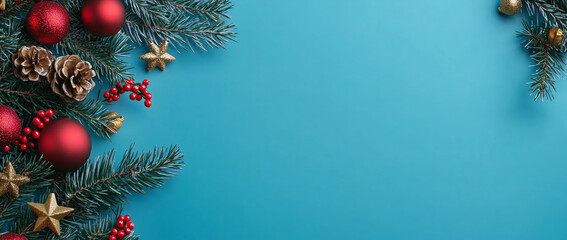 Wall Mural - a blue background with red and gold decorations