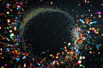 Wall Mural - Confetti frame sparkle light backgrounds fireworks black background.