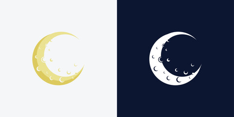 Moon logo design template. Crescent moon logo.