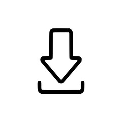 Wall Mural - minimalist black download icon featuring a bold arrow pointing downward into a flat horizontal line,