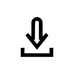 Wall Mural - simple black download icon with arrow pointing down into a square on a white background.
