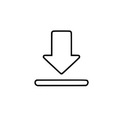 Wall Mural - simple black and white download icon featuring a downward arrow above a horizontal line, symbolizing