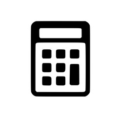 Poster - simple black and white calculator icon depicting a basic rectangular shape with a display and numeri