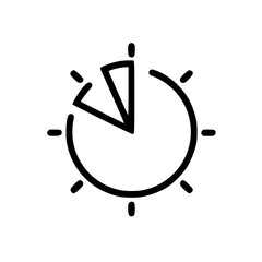 Wall Mural - simple black and white illustration of a pie chart icon over a bright sun, symbolizing data analysis