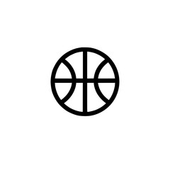 Wall Mural - simple black basketball icon depicted on a white background, representing sports and athletic activi