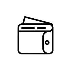 Poster - minimalist black and white line icon of a wallet, showcasing a simple and clean design against a whi