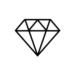Poster - minimalistic black and white diamond icon representing elegance and luxury in a simple, geometric de