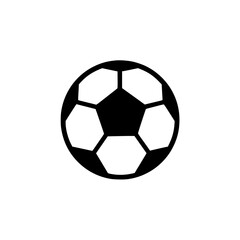 Sticker - black and white soccer ball icon with classic hexagonal pattern on a plain white background, symboli