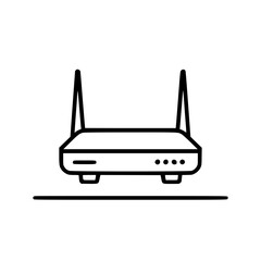 Wall Mural - line art of a wireless router with two antennas, illustrating connectivity and network technology in