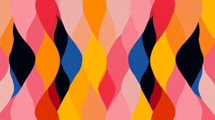 Wall Mural - Abstract background with a repeating pattern of wavy colorful shapes.