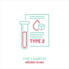 Type 2 diabetes outline icon. Insulin resistance pictogram.