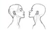 © Denny - Line Art Drawing of Two Faces in Profile Facing Each Other