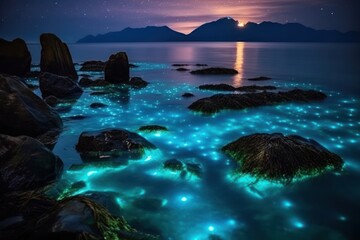 Sticker - Bioluminescence ocean landscape outdoors horizon.