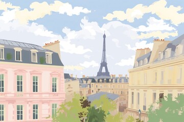 Wall Mural - Paris view background architecture building outdoors.