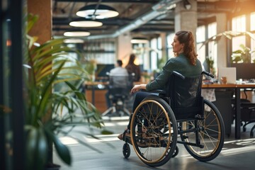 Canvas Print - Woman in wheelchair adult architecture electronics.