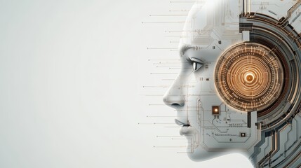 Wall Mural - artificial intelligence circuitry humanoid head