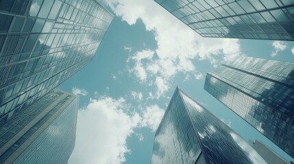 Canvas Print - Cloudy sky and modern skyscrapers