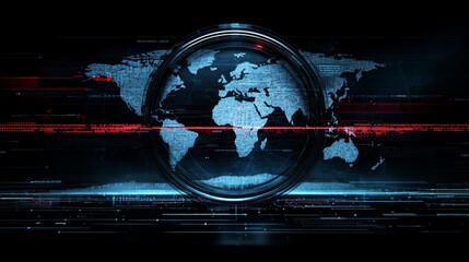 Wall Mural - futuristic world map digital technology interface
