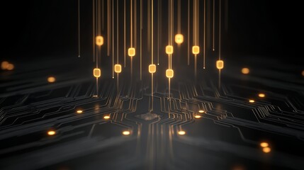 Wall Mural - abstract technology background with circuit board and glowing lights