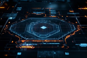 Leinwandbilder - An abstract background with glowing hexagons. An illustration using futuristic technology honeycombs.