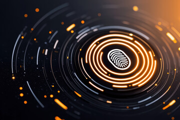 Leinwandbilder - Fingerprint abstract technology design, dark background