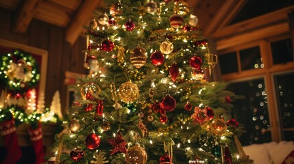 Poster - Festive Decorated Christmas Tree with Lights