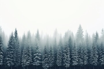 Canvas Print - Snow forest treeline landscape backgrounds outdoors woodland.